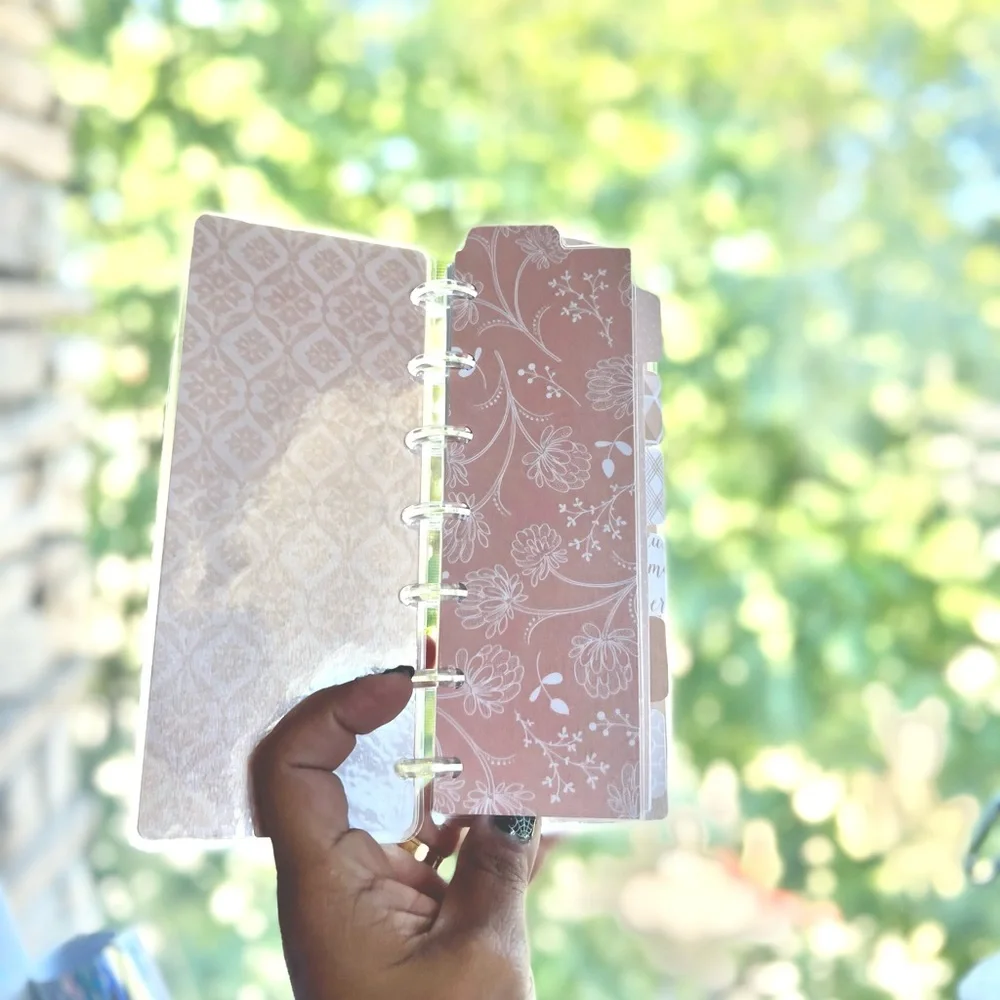 Skinny mini planner rose gold flowers